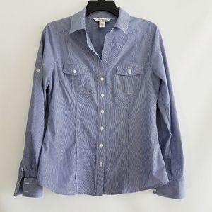 WHBM Long Sleeve Stripe Button Down Shirt